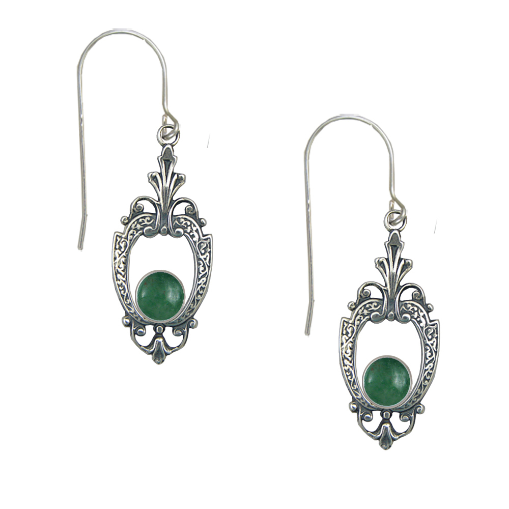 Sterling Silver Victorian Jade Drop Dangle Earrings